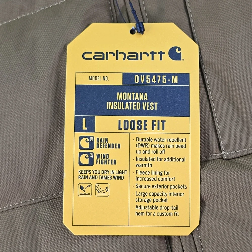 Carhartt Montana Insulated Vest 105475 B33 Brown NWT Mens Large Loose Fit